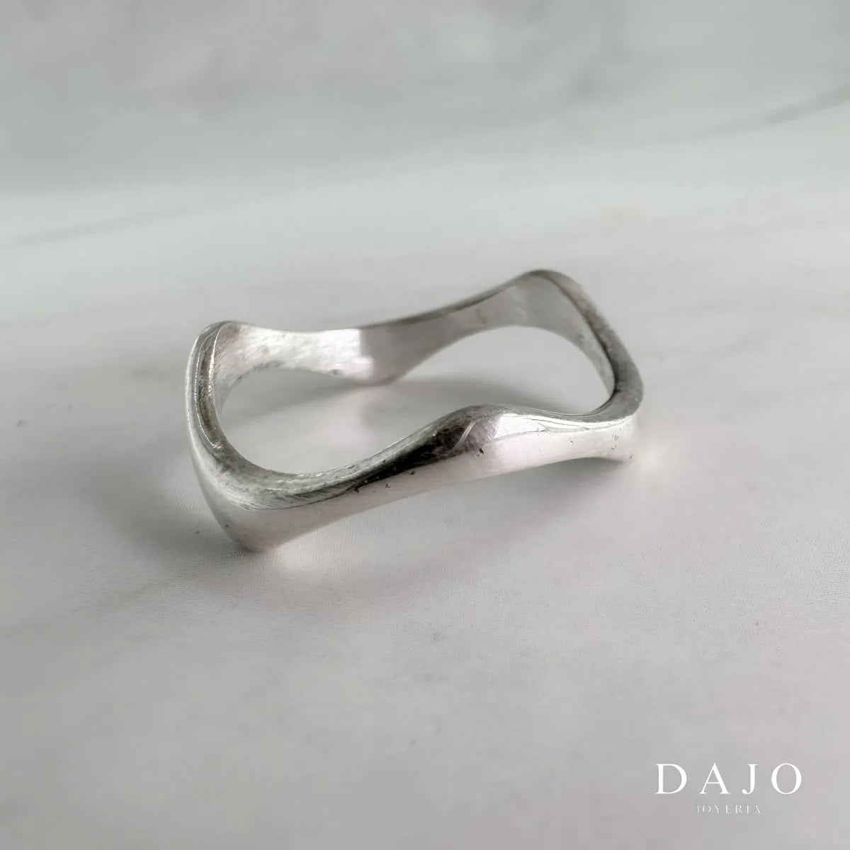 Joyería Anillo de plata .925 hecho a mano con forma de curvas, liquido, olas