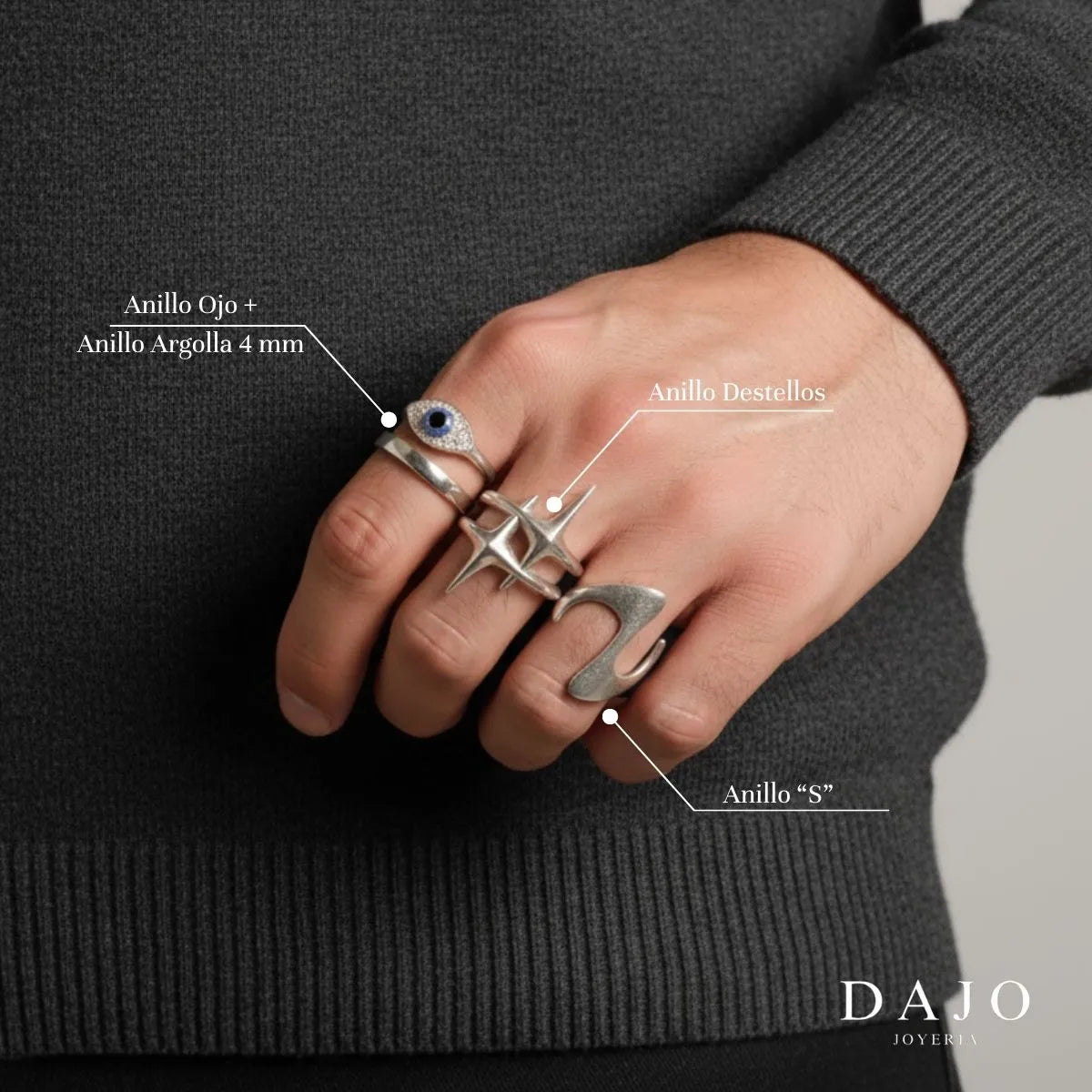 Anillo Sello S plata .925 - regalo para novia o mama | DAJO Joyeria