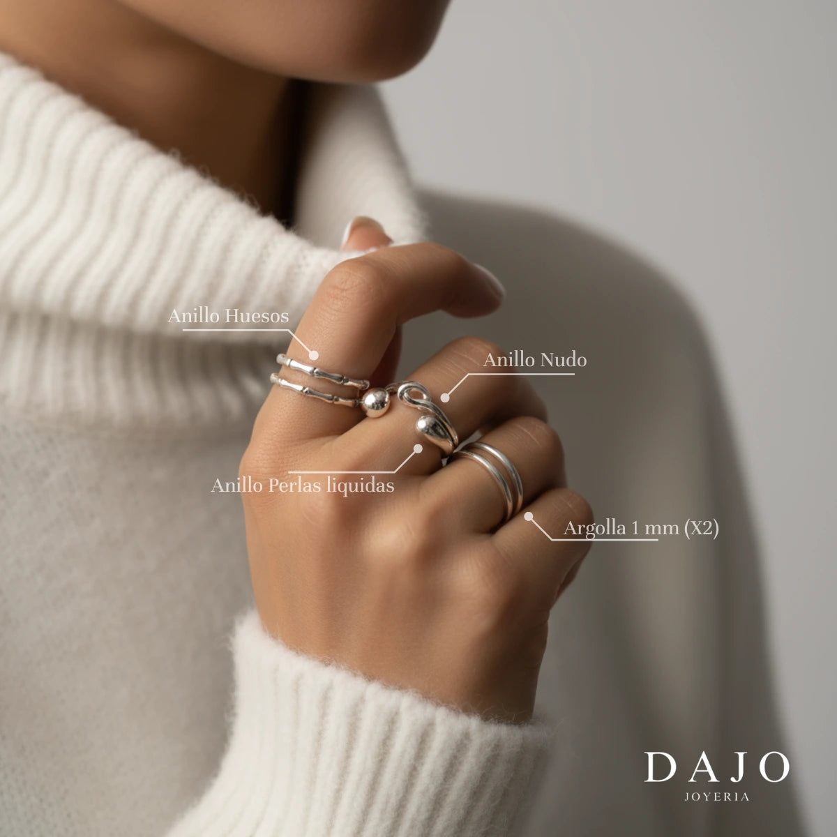Anillo Huesos plata .925 - regalo para novia o mama | DAJO Joyeria