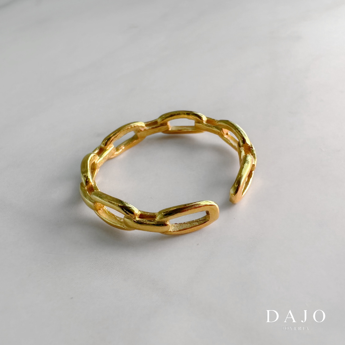 Joyería Anillo ajustable de Oro Vermeil Anillo de Plata .925 cubierto de Oro de 14K Oro de 14 quilates hecho a mano con forma de cadena eslabones