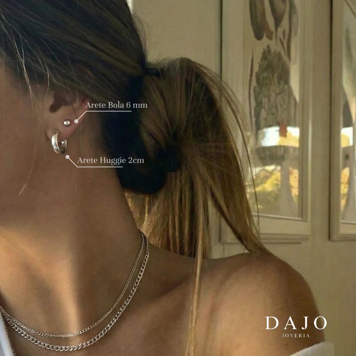 Arete Huggie 2 cm plata .925 - regalo para novia o mama | DAJO Joyeria
