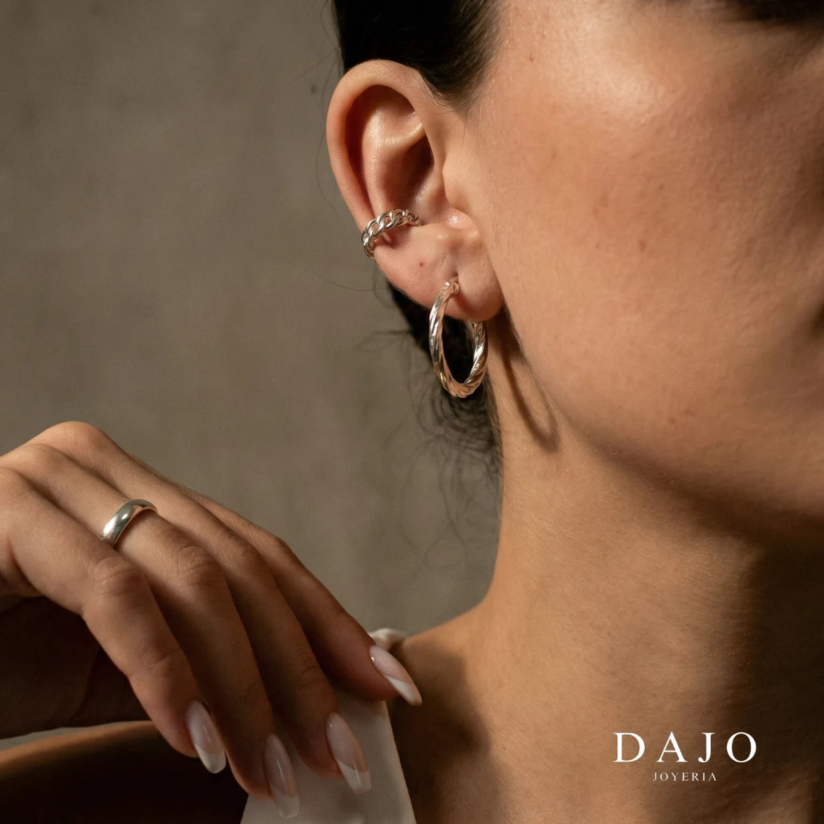 Arete Hoop Torzal 2.5 cm plata .925 - regalo para novia o mama | DAJO Joyeria