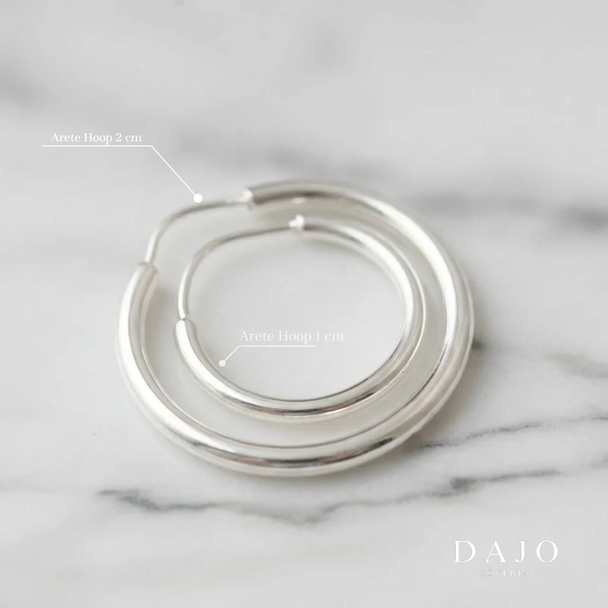 Arete Hoop 1 cm plata .925 - regalo para novia o mama | DAJO Joyeria