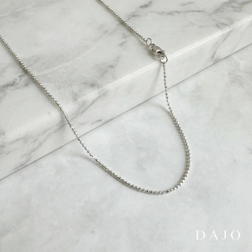 Cadena Bola Brillosa 1 mm plata .925 - regalo especial para el | DAJO Joyeria