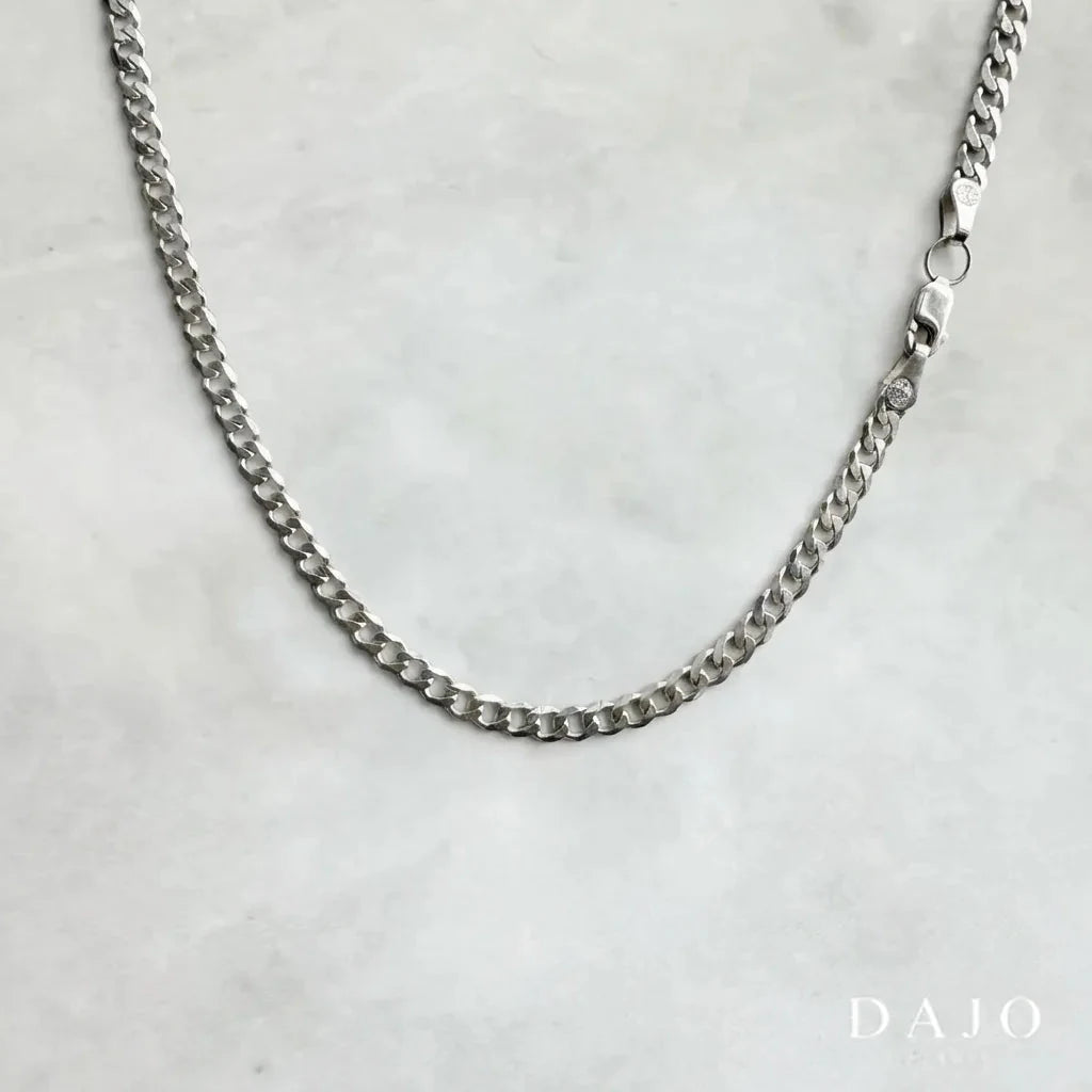 Cadena Barbada 3mm plata .925 - regalo especial para el | DAJO Joyeria