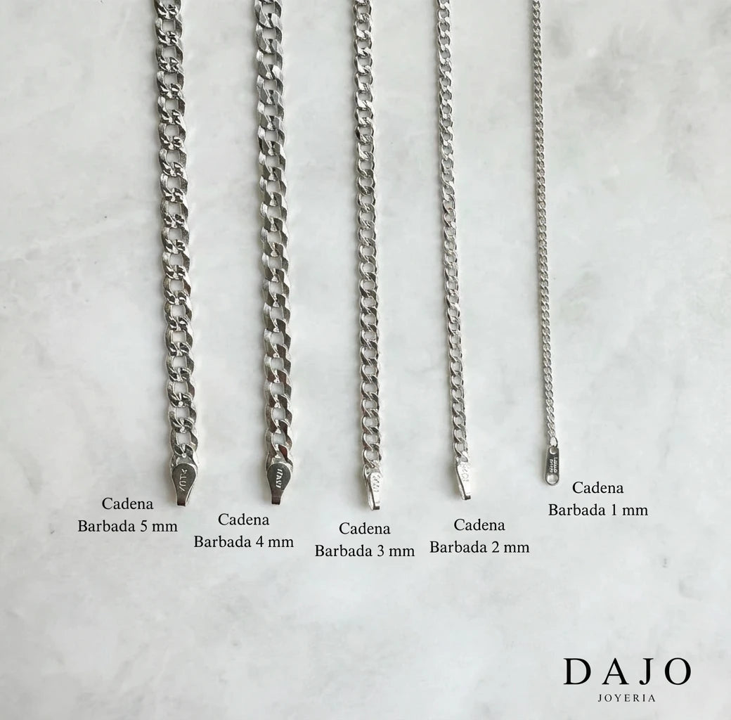 Cadena barbada 1 mm plata .925 - regalo especial para el | DAJO Joyeria