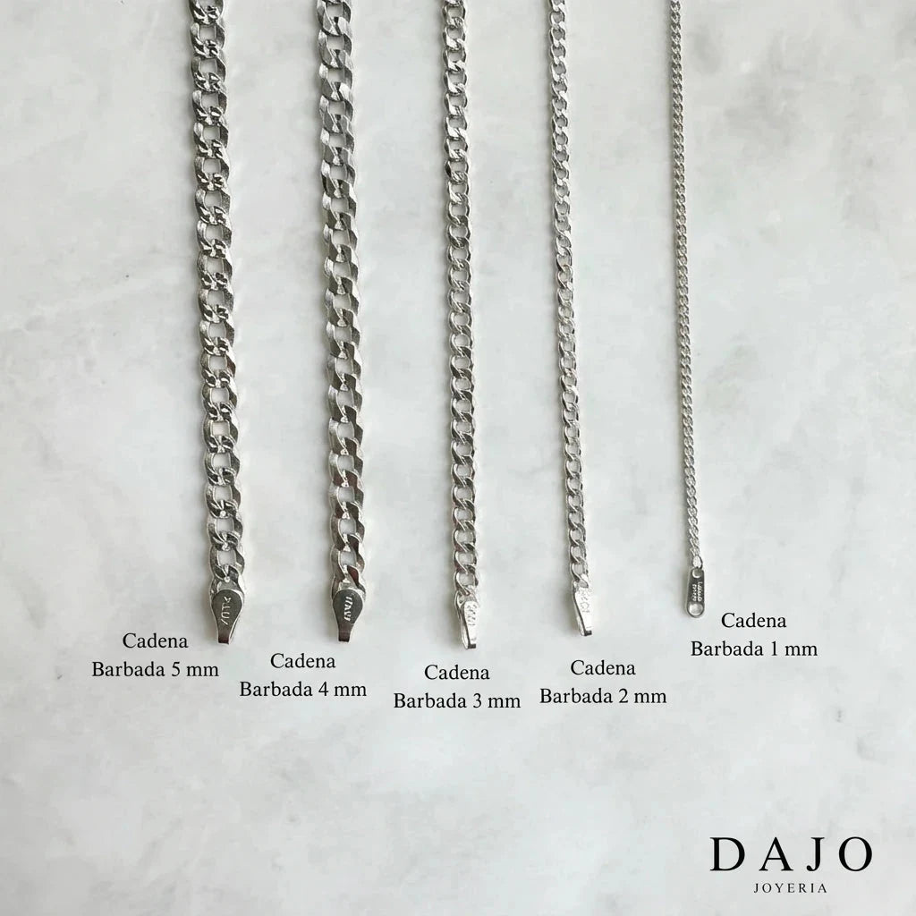 Cadena barbada 1 mm plata .925 - regalo especial para el | DAJO Joyeria