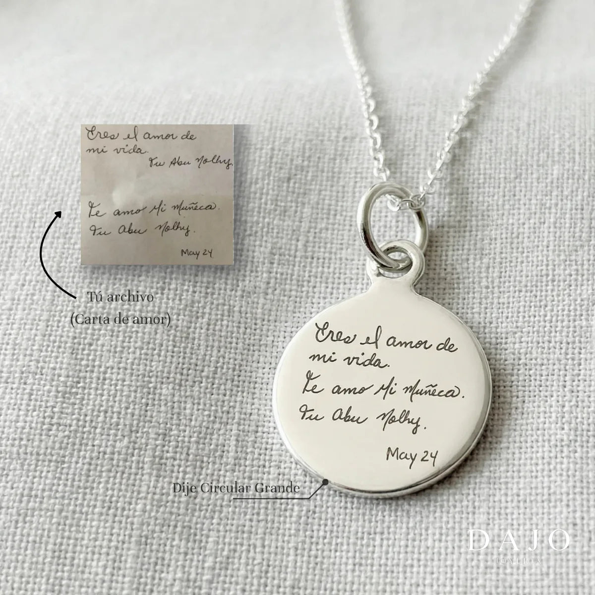 Dije Circular plata .925, pieza hecha a mano en México | DAJO [Plata láser]