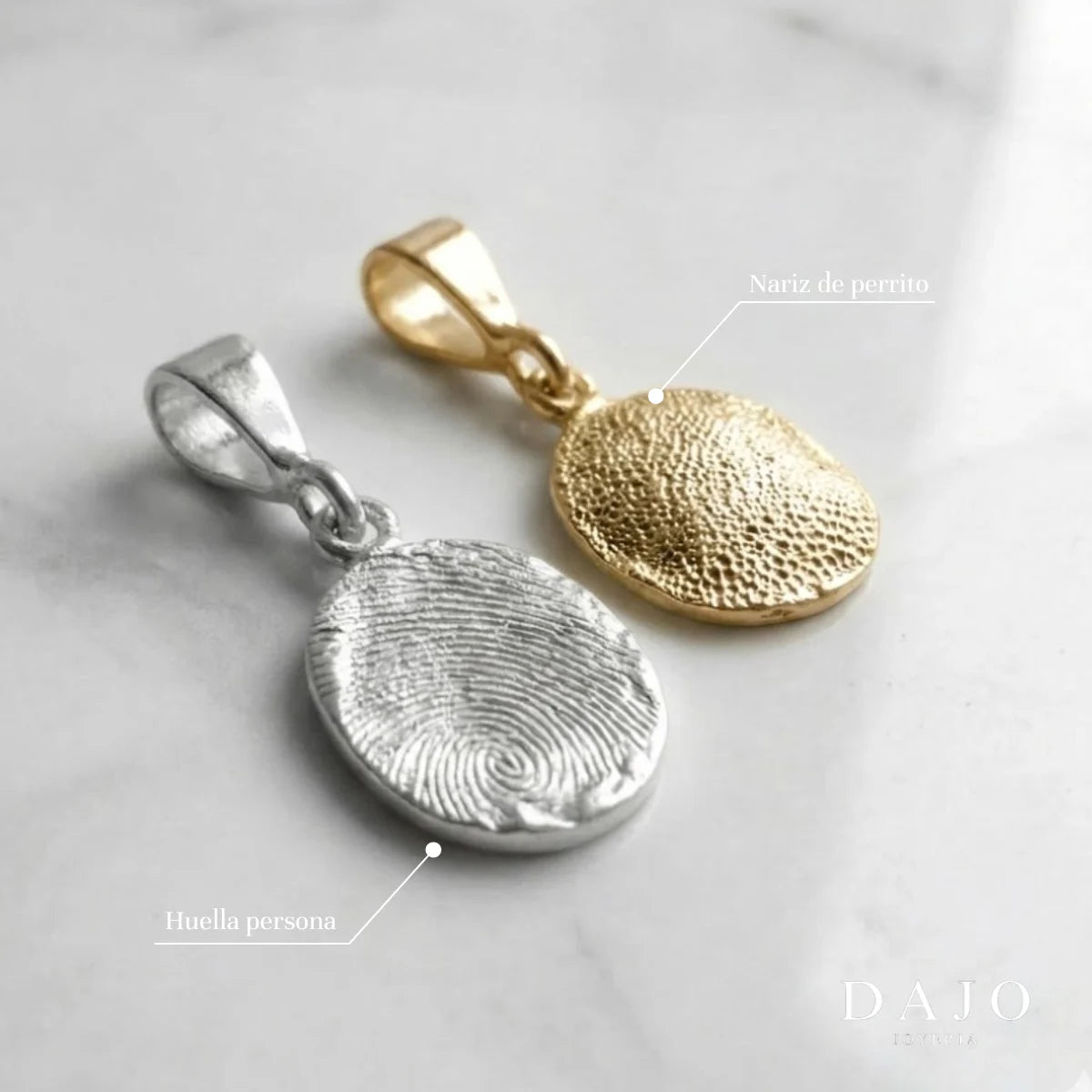 Dije Huella - Doble plata .925 - anillo con huella grabada personalizado | DAJO Joyeria