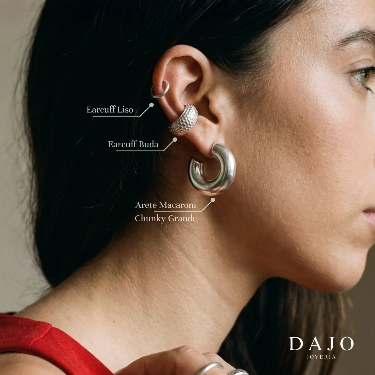 Earcuff Liso plata .925, pieza hecha a mano en México | DAJO