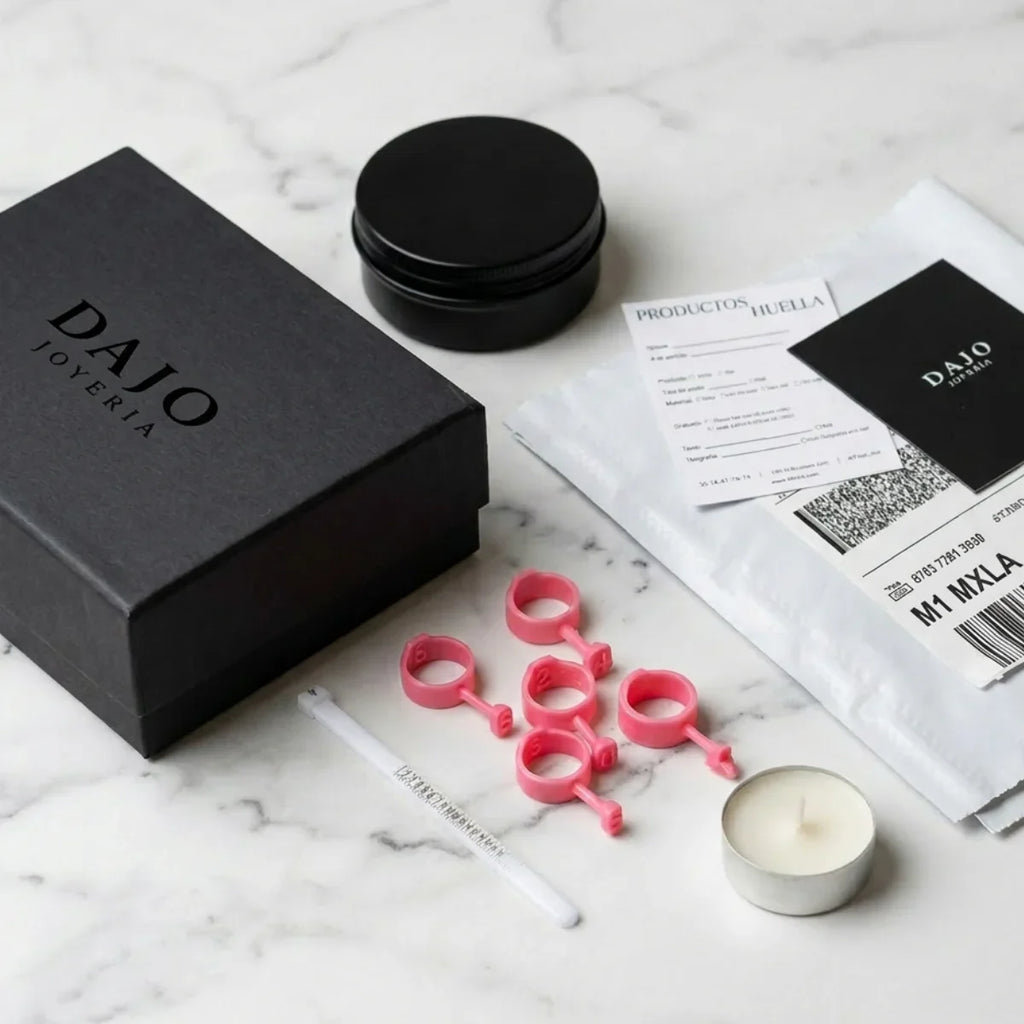 Contenido del kit de cera para tomar la huella en casa - DAJO Joyeria