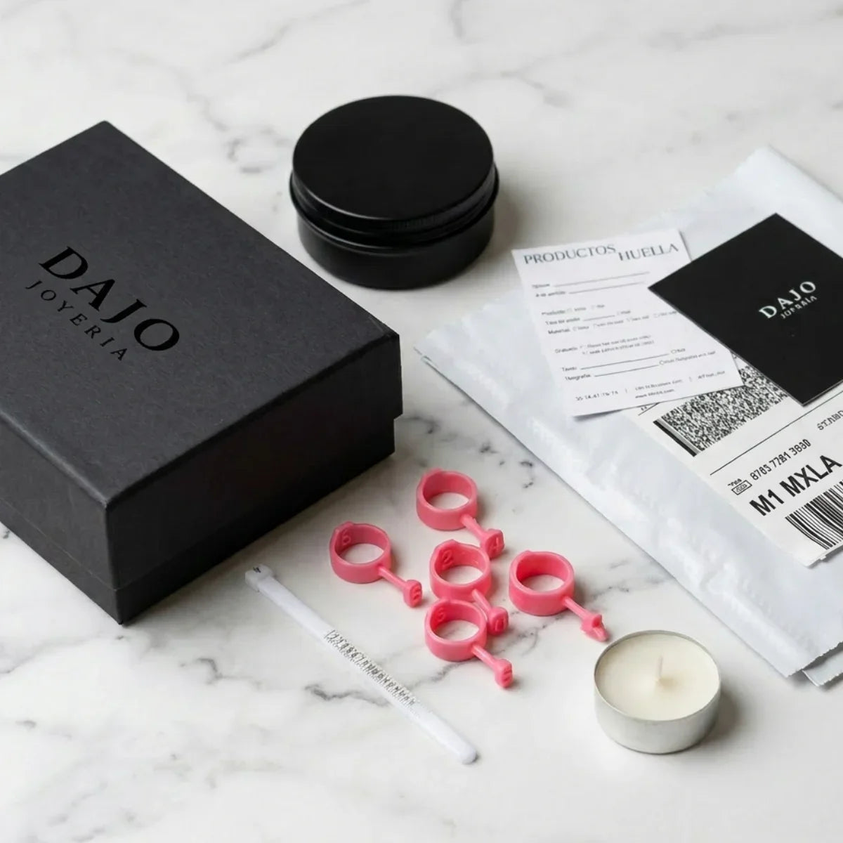 Contenido del kit de cera para tomar las huellas en casa - DAJO Joyeria