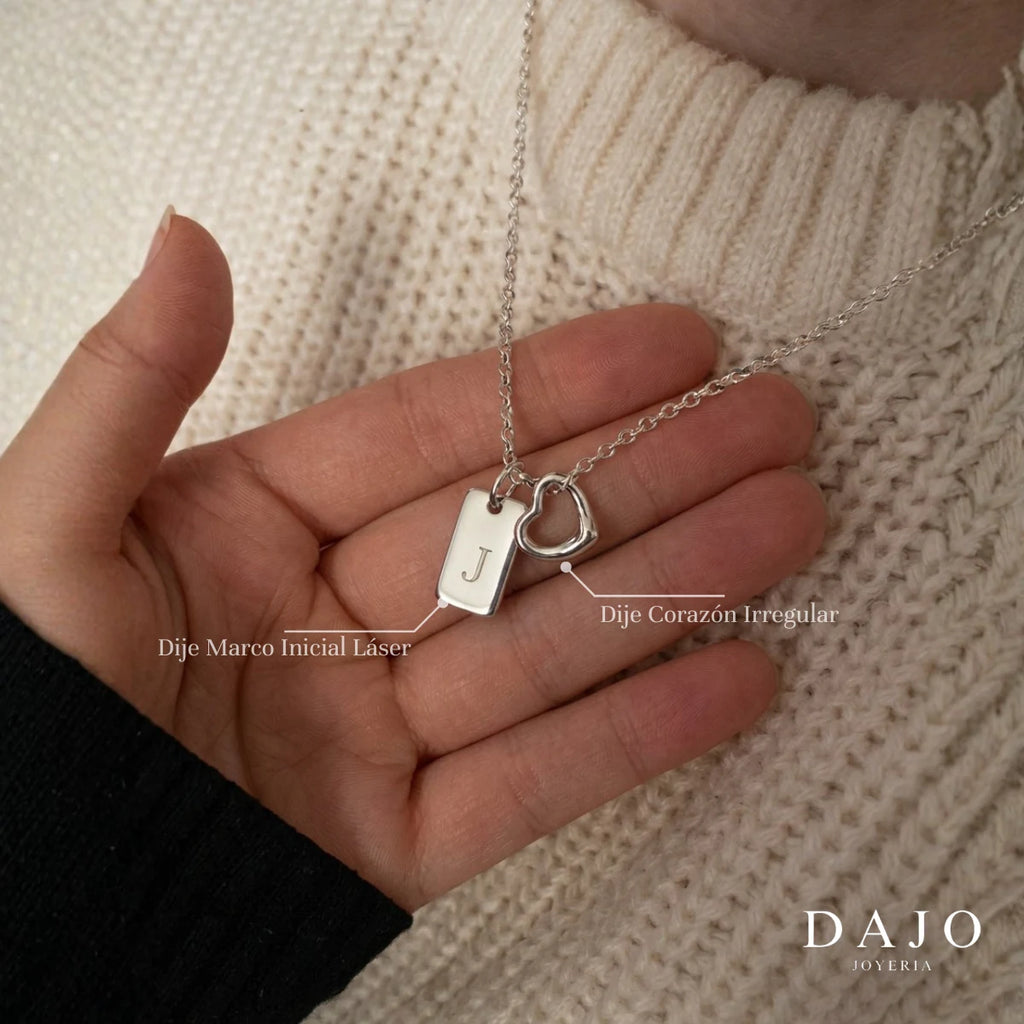 Collar con dije de inicial personalizada, dije de corazón y cadena, regalo personalizado para alguien especial .925 - DAJO