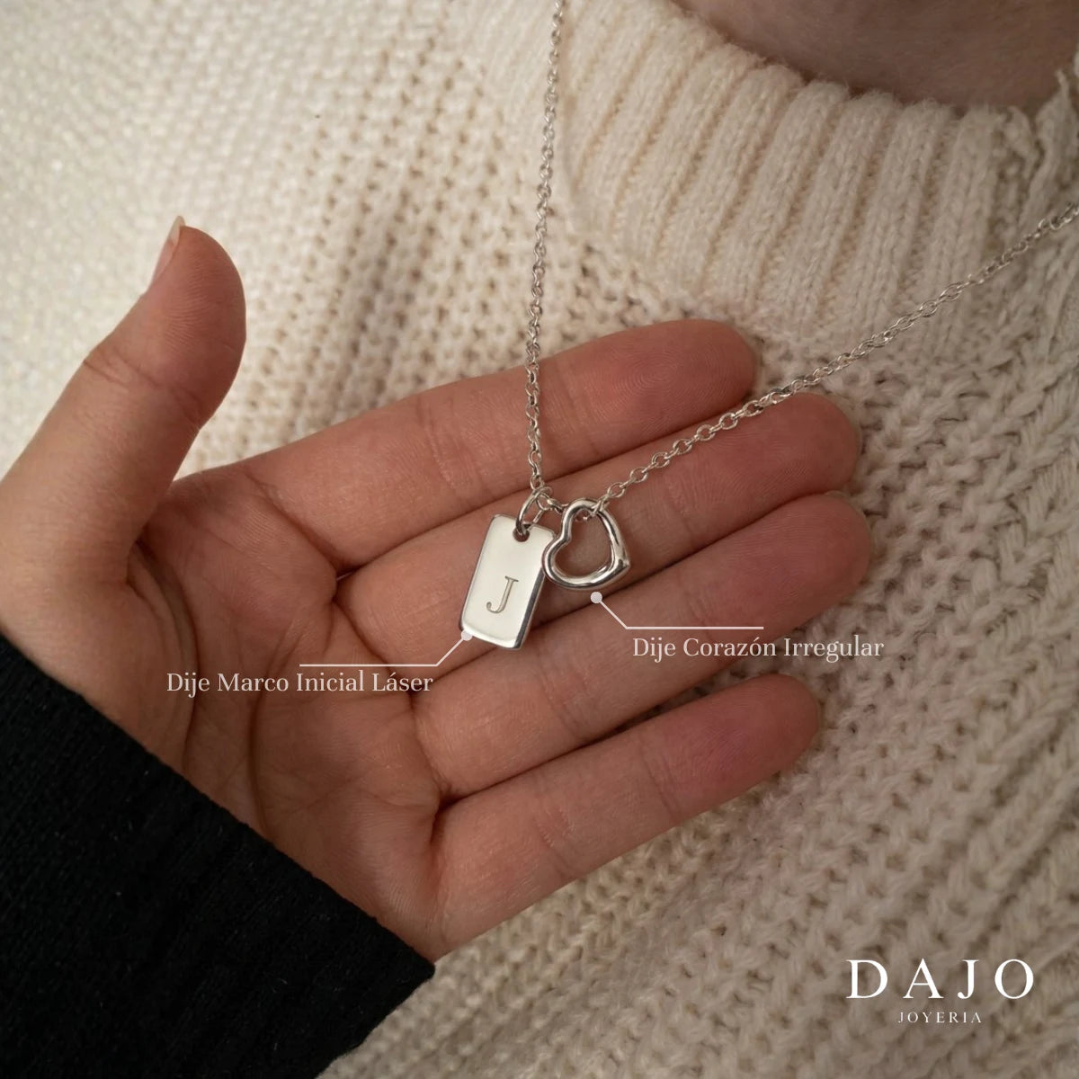 Collar con dije de inicial personalizada, dije de corazón y cadena, regalo personalizado para alguien especial .925 - DAJO