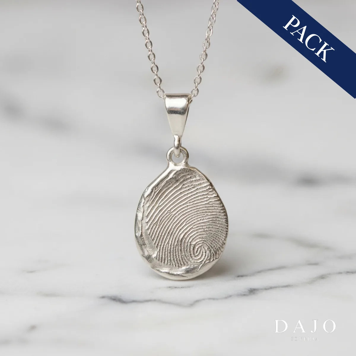 Dije Huella + Cadena plata .925 - anillo con huella grabada personalizado | DAJO Joyeria