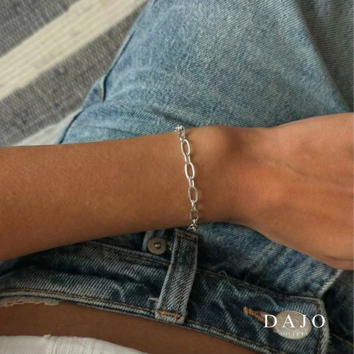 Pulsera Eslabones 3x1 2mm plata .925 - regalo especial para hombre o mujer | DAJO Joyeria