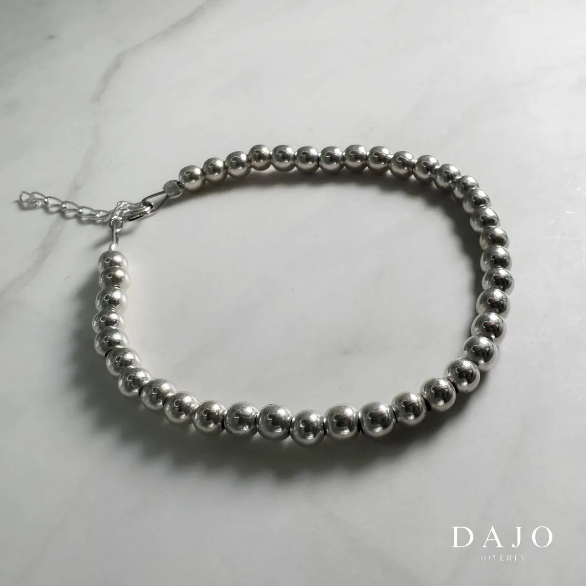 Pulsera esferas 2 mm con ajustable plata .925 - regalo especial para hombre o mujer | DAJO Joyeria