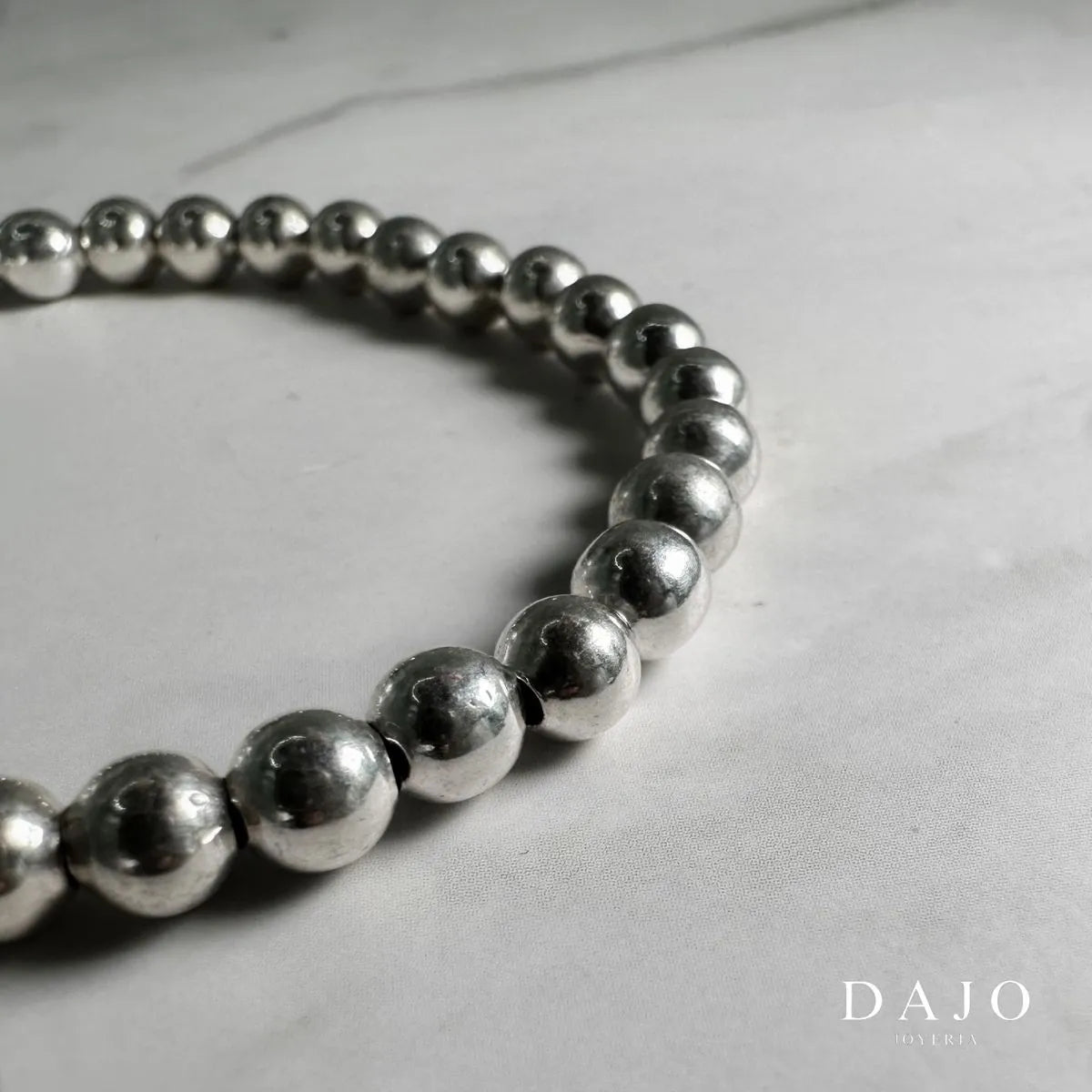 Pulsera esferas 4 mm elástica plata .925 - regalo especial para hombre o mujer | DAJO Joyeria