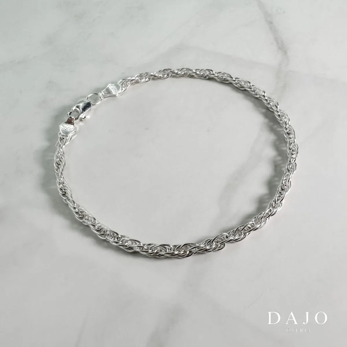 Pulsera Torzal 3 mm plata .925 - regalo especial para hombre o mujer | DAJO Joyeria