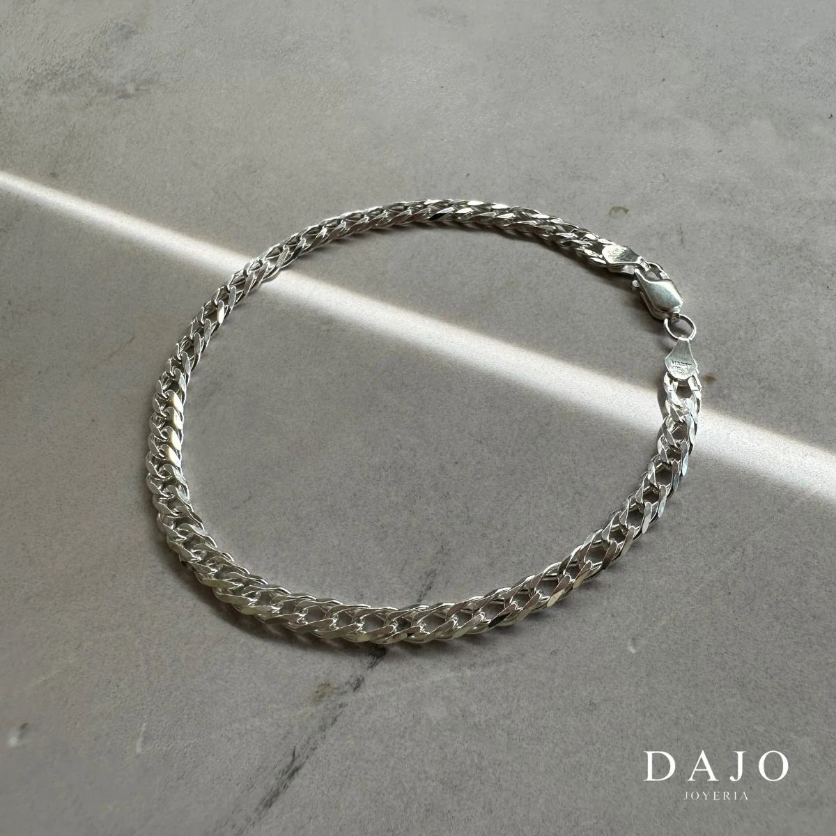 Pulsera Doble Barbado 3 mm plata .925 - regalo especial para hombre o mujer | DAJO Joyeria