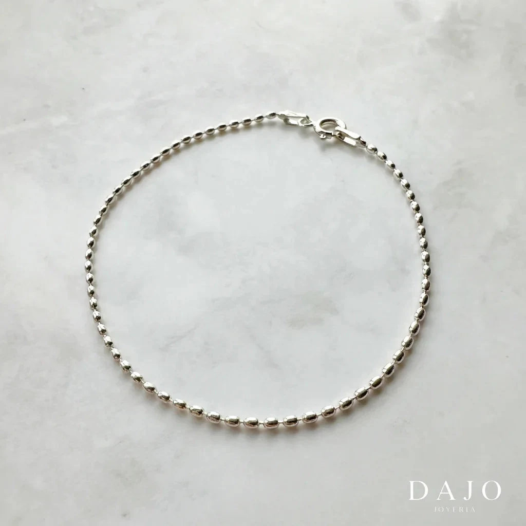 Pulsera bola 1 mm plata .925 - regalo especial para hombre o mujer | DAJO Joyeria