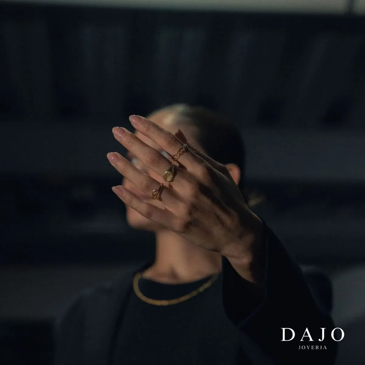 Set de anillos de huella en oro con cadena - DAJO Joyeria