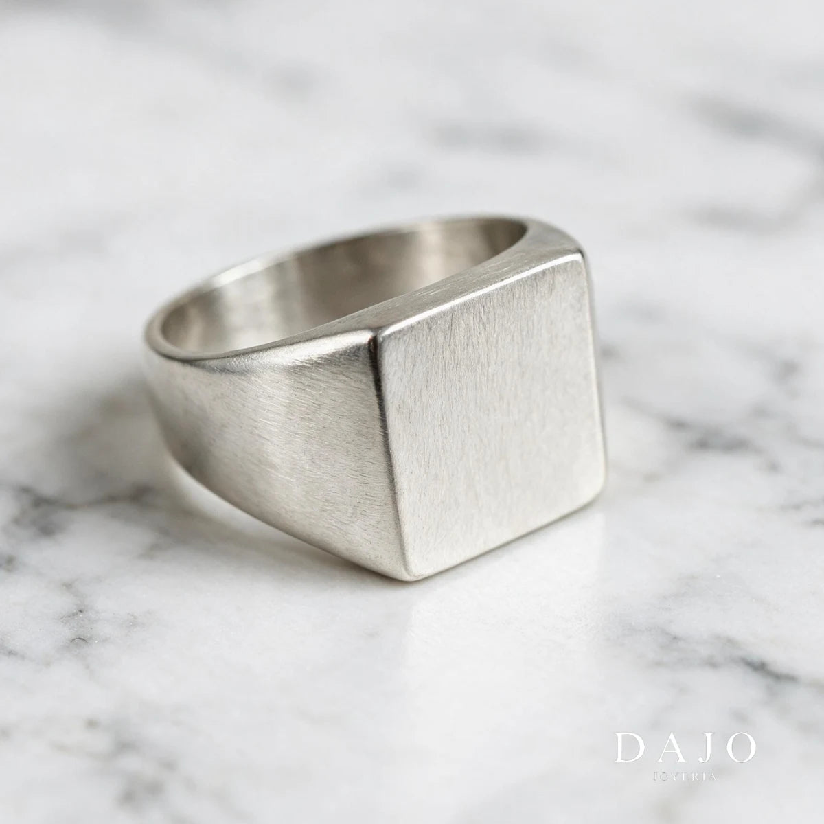 Anillo Cuadrado Liso plata .925 - regalo para novio o papa| DAJO Joyeria