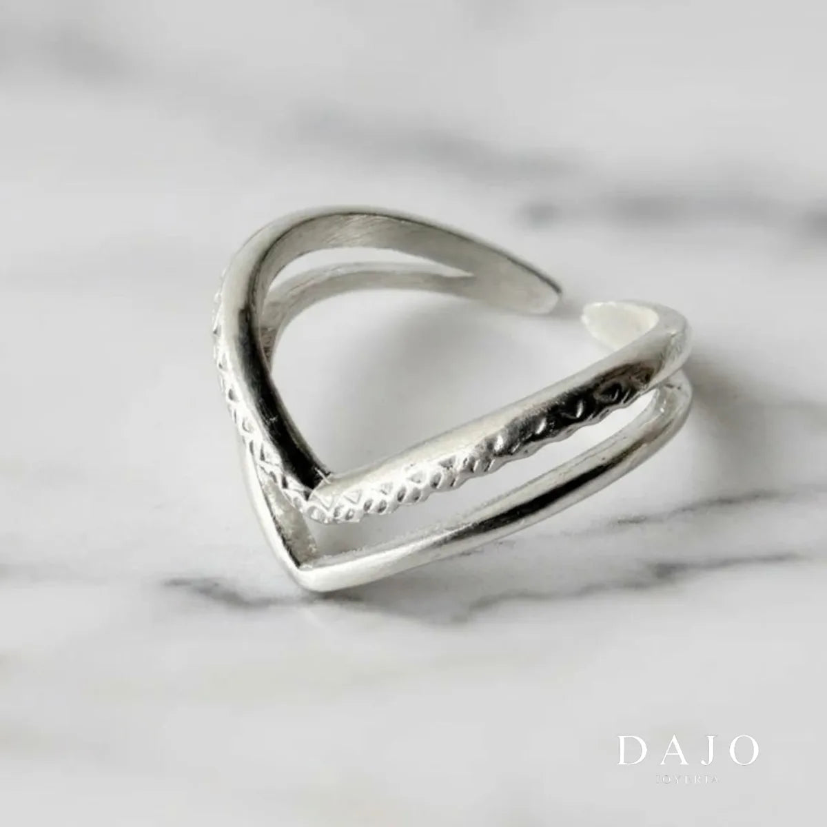 Anillo Doble V plata .925 - regalo para novia o mama | DAJO Joyeria