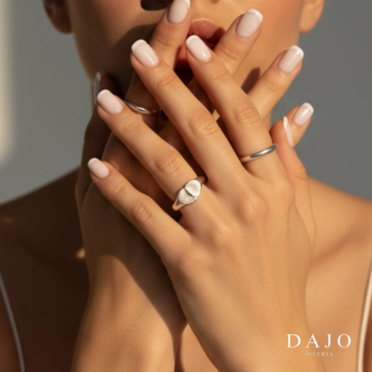Kit Triple Anillo Huella Corazón plata .925 - anillo con huella grabada personalizado | DAJO Joyeria