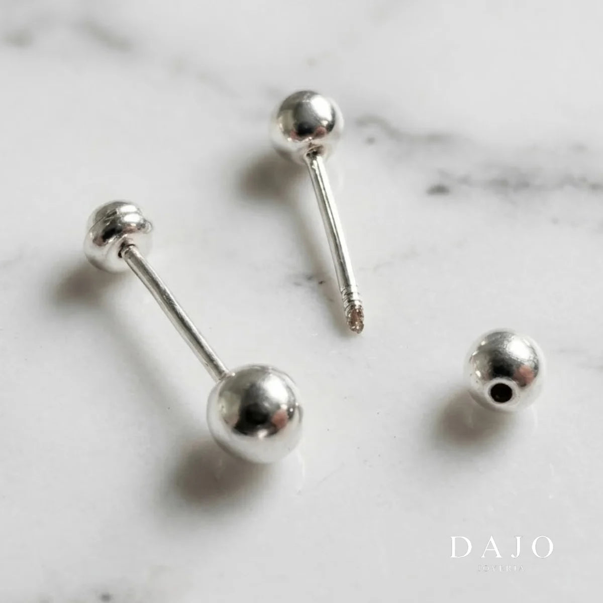 Arete Bola 2 mm plata .925 - regalo para novia o mama | DAJO Joyeria