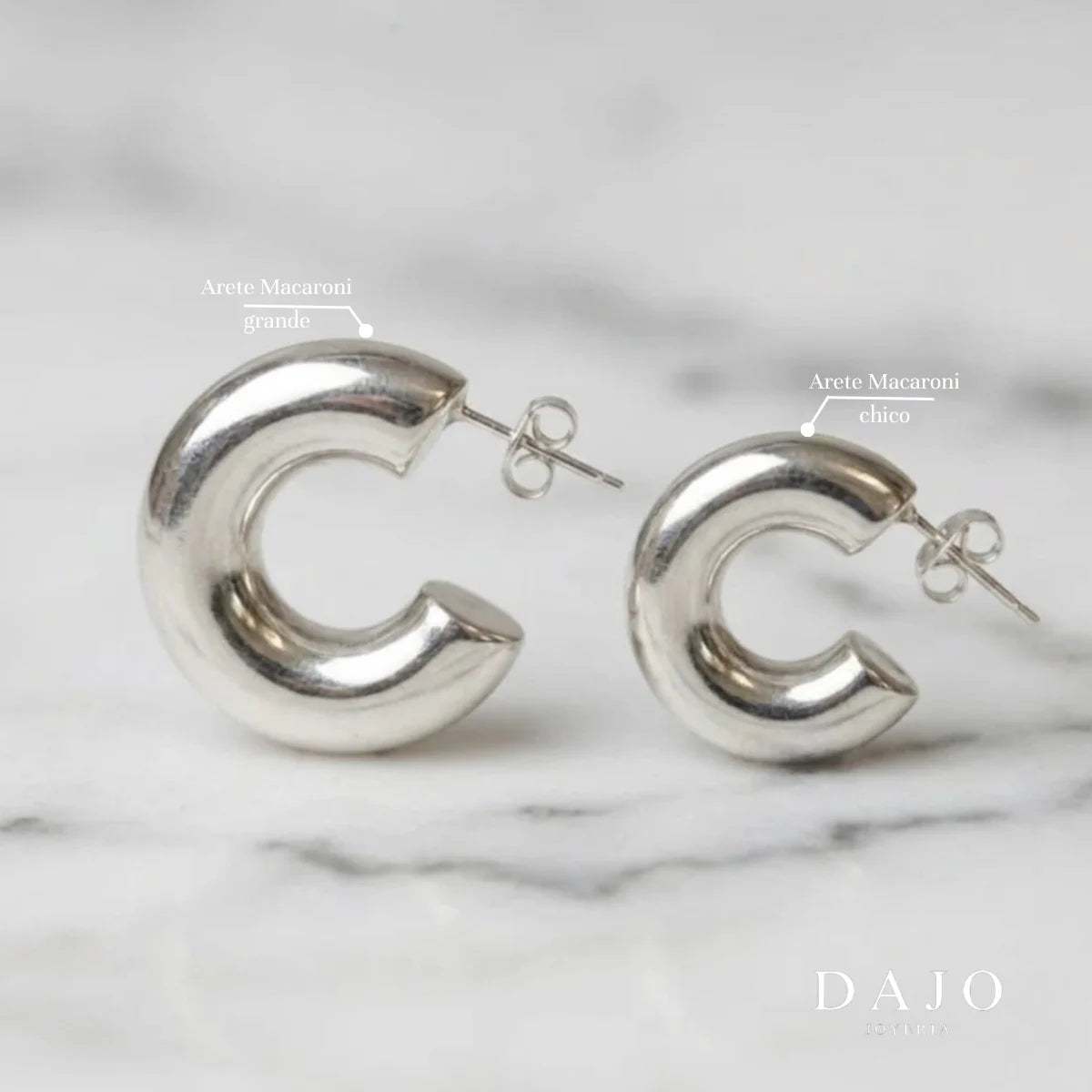 Arete Macaroni Chunky Chico y Grande plata .925 - regalo para novia o mama | DAJO Joyeria