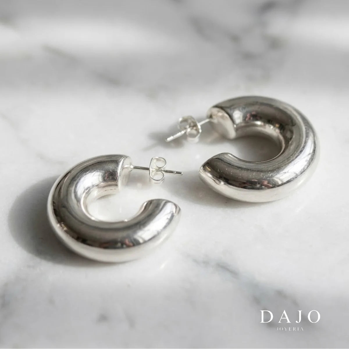 Arete Macaroni Chunky Grande plata .925 - regalo para novia o mama | DAJO Joyeria