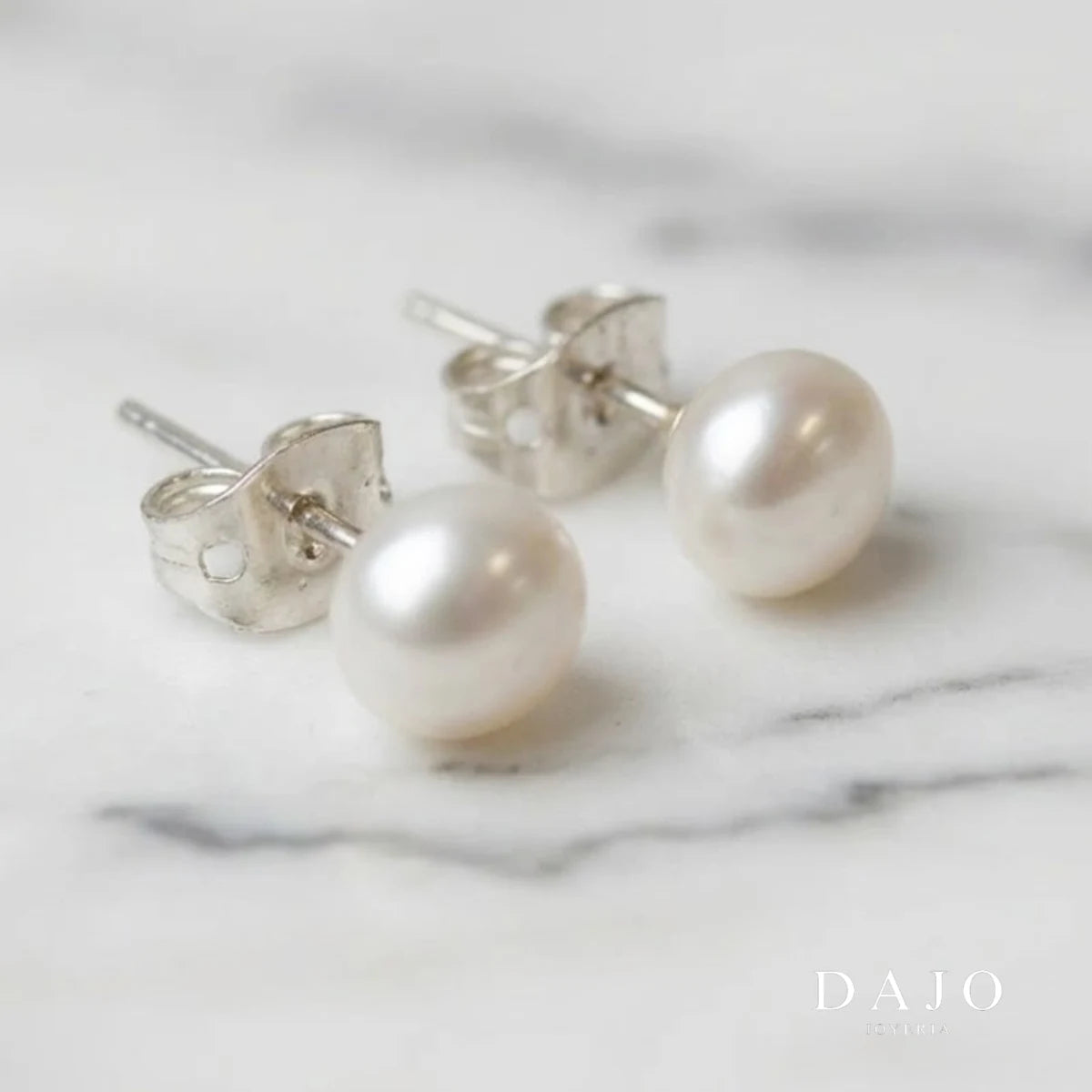 Arete Perla Grande plata .925 - regalo para novia o mama | DAJO Joyeria