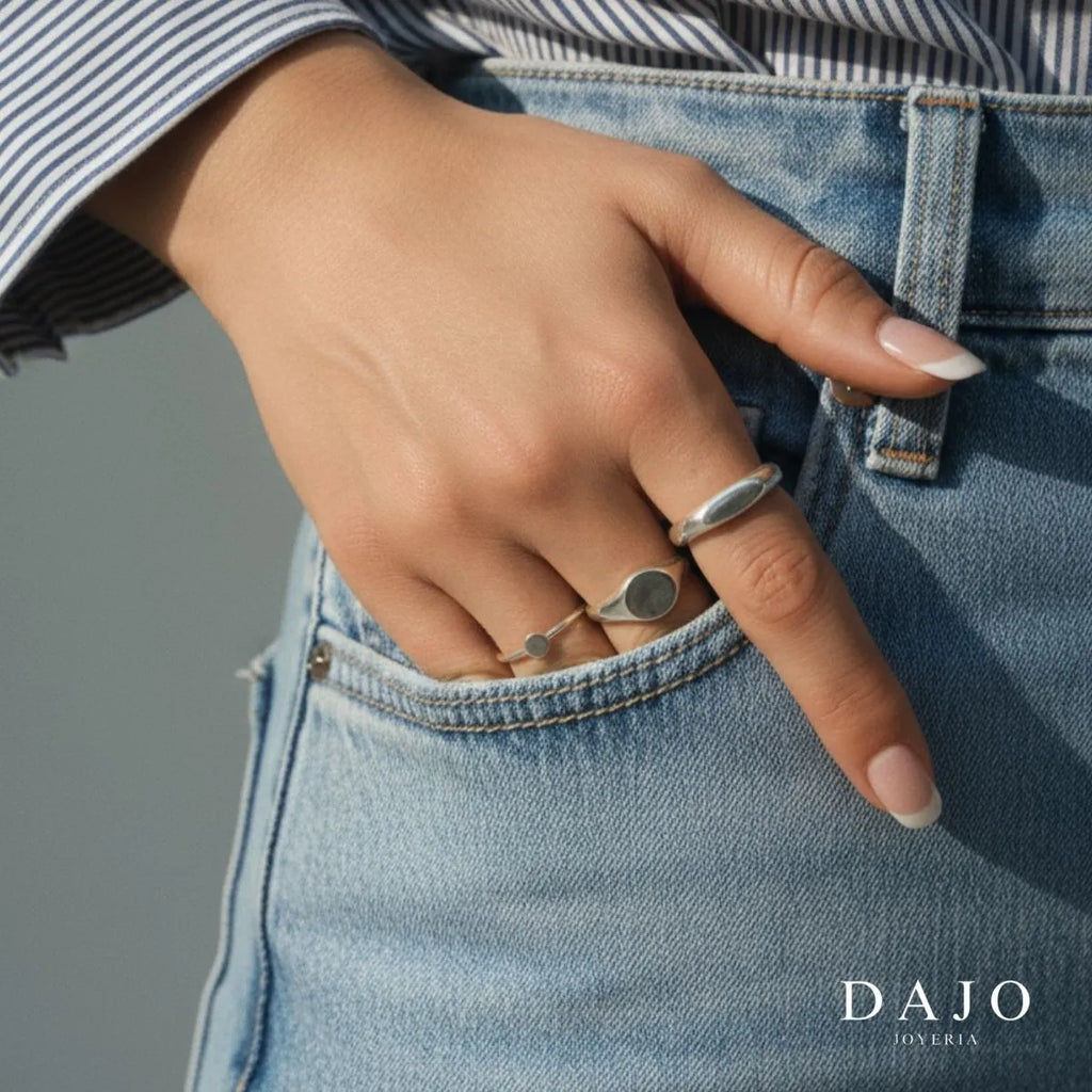 Anillo Redondo Pequeño plata .925 - regalo para novia o mama | DAJO Joyeria