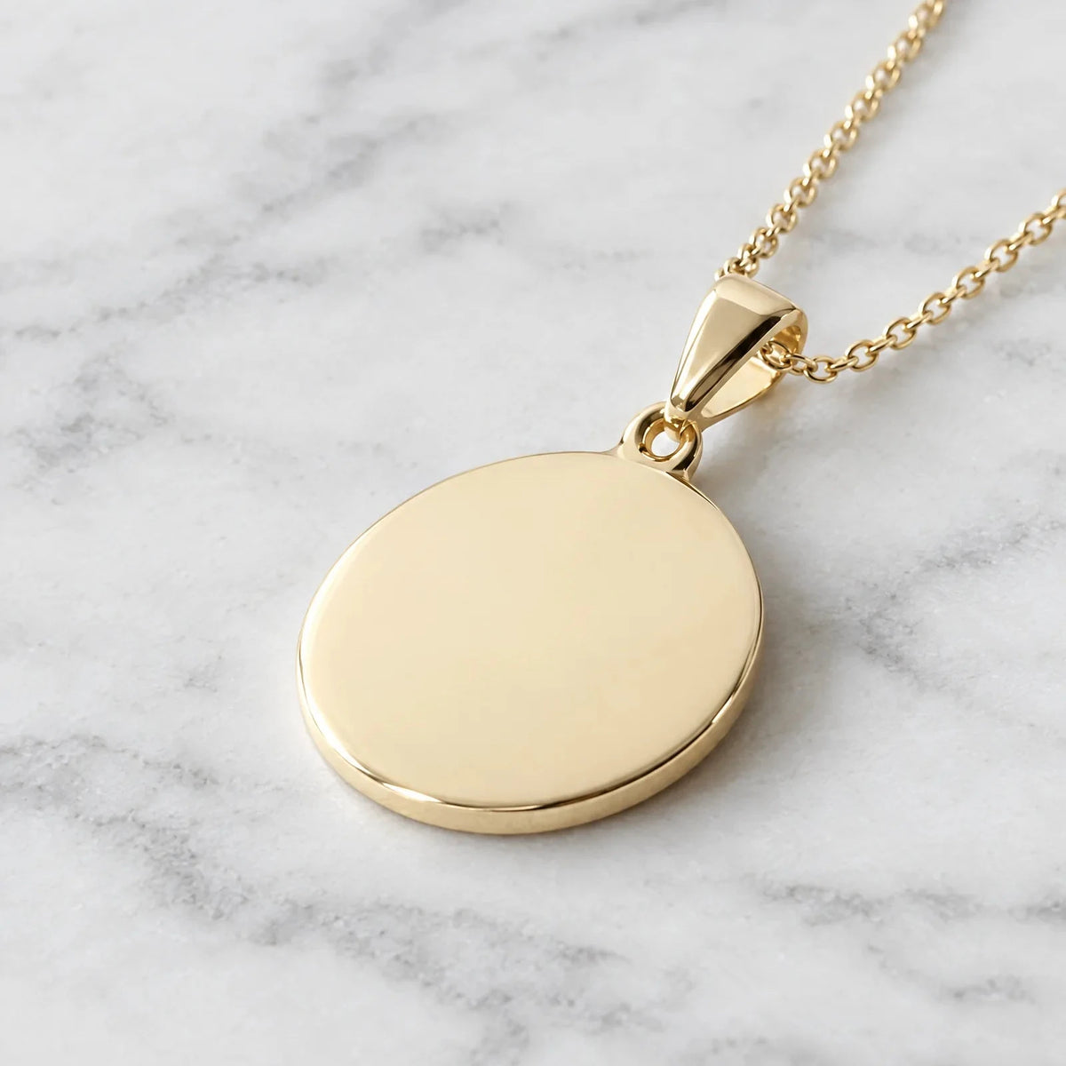 Dije Circular grande de oro sólido de DAJO, 1.6 cm, con cadena de oro [Oro10k Oro14k sin grabado]