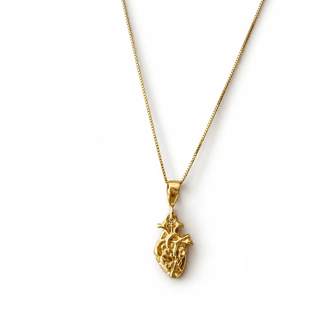 Collar completo DAJO: dije corazón anatómico de oro 10k con cadena veneciana de oro