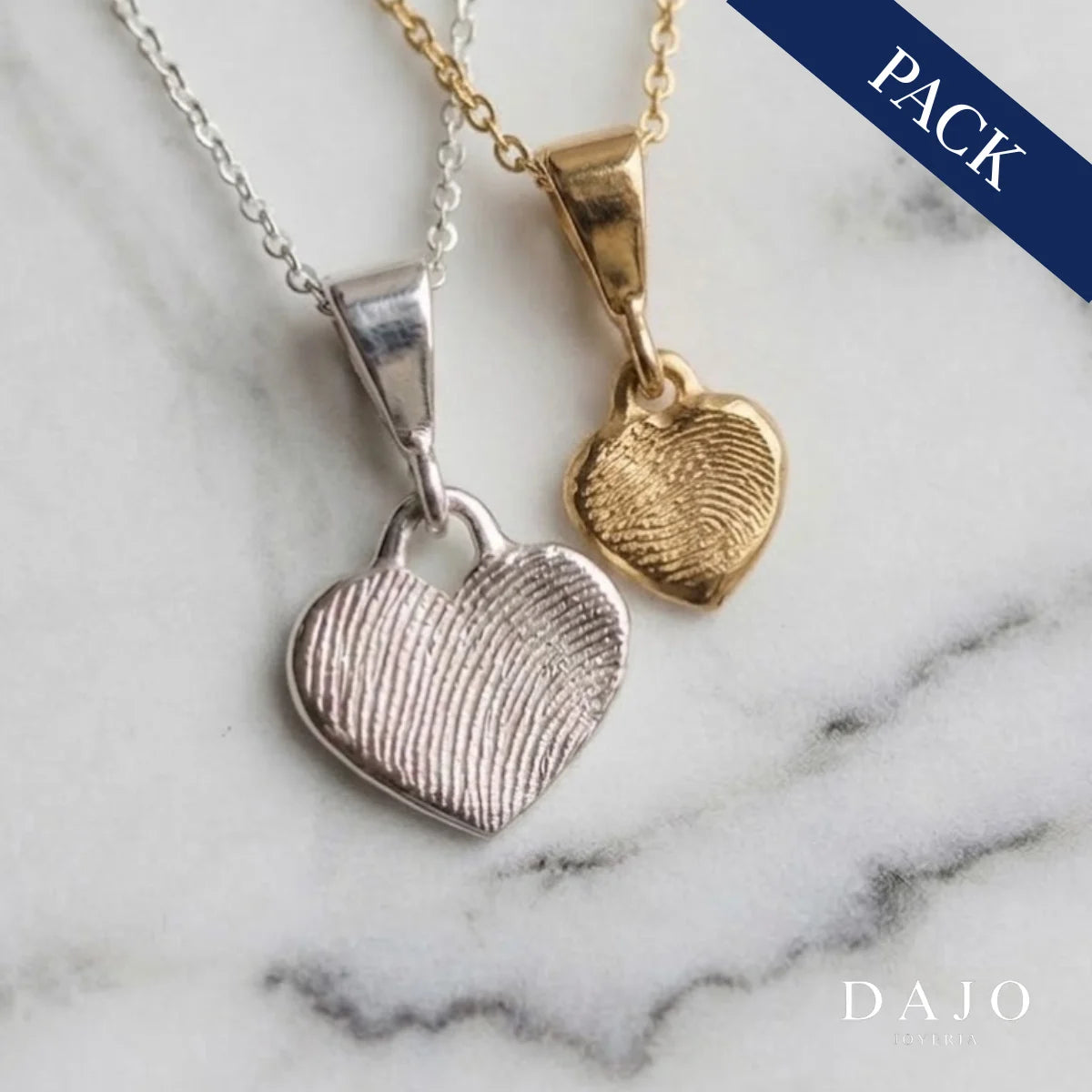 Dije Huella Latido + 1 Cadena plata .925 - anillo con huella grabada personalizado | DAJO Joyeria