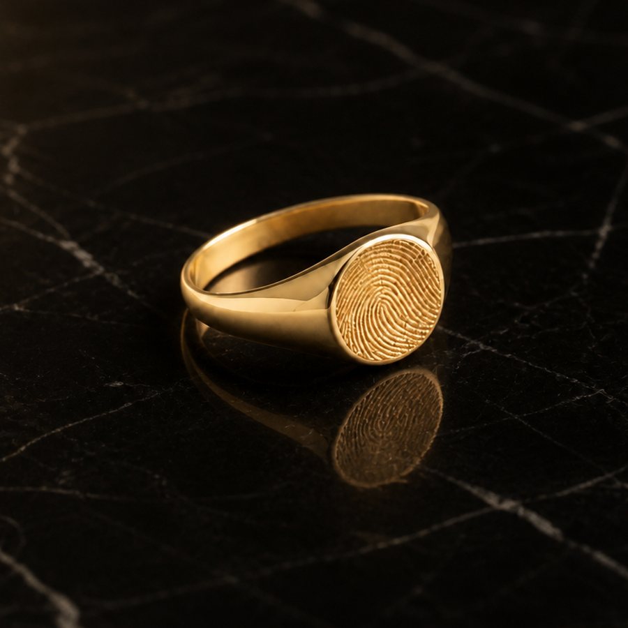 Anillo huella circular en oro sólido