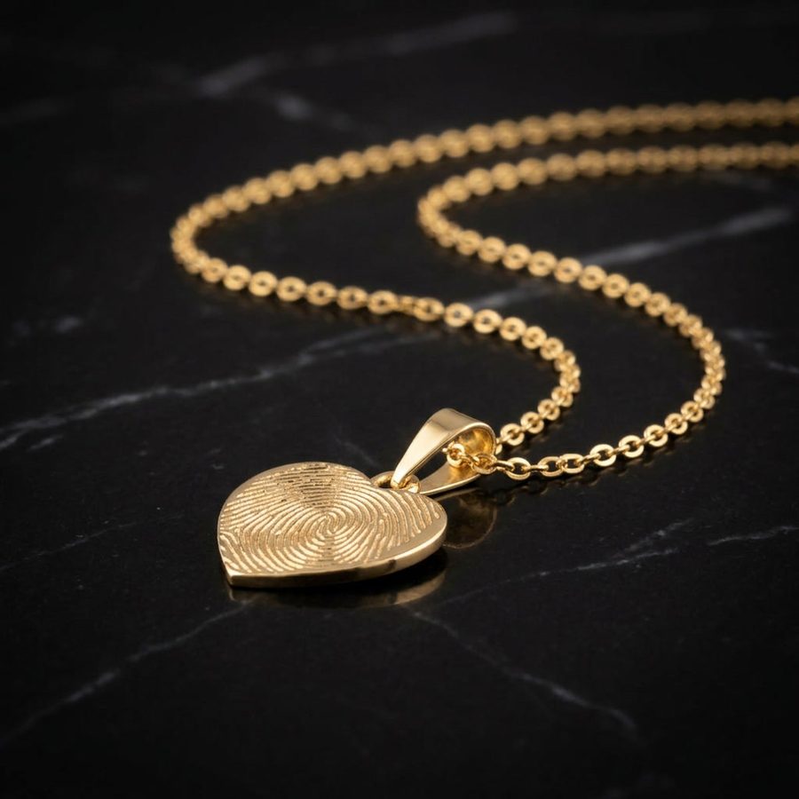 Dije latido huella con cadena de oro sólido