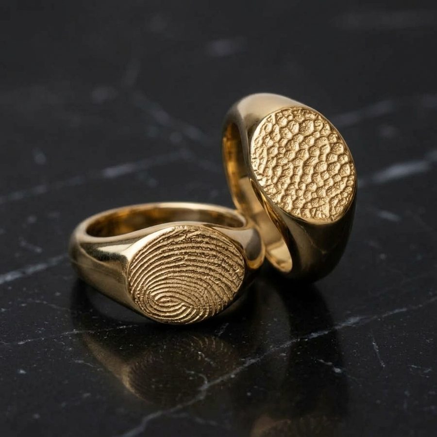 Anillos huella redondo en oro sólido